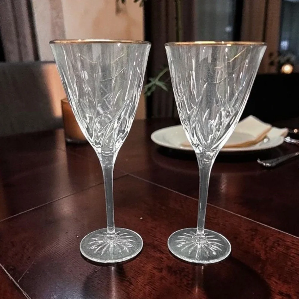 Cristal d'Arques Cassandra Wine Glasses, Set of‎ 2, Vintage Crystal Stemware